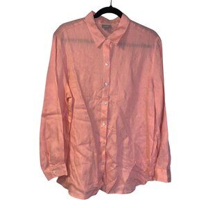 J Jill Pink Linen Shirt Women's Size L Button Up Summer Layering Beach Travel